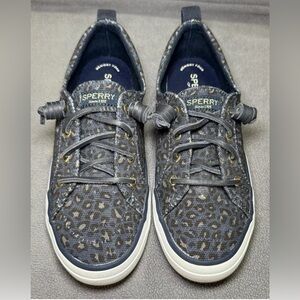 Sperry Top Sider Shoes W Sz 7 Crest Vibe Sneakers Blue Cheetah Print STS85932